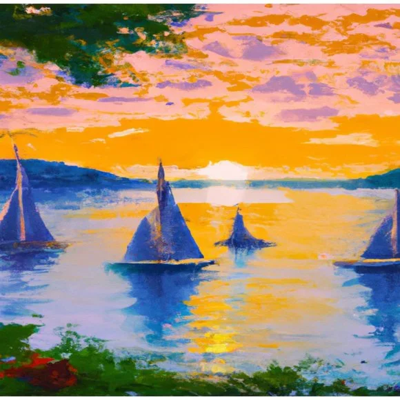 Print Sailing Boats Sunset 3 - Picture 1 of 1